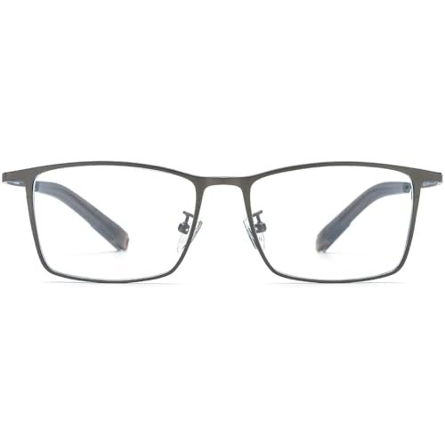 FONEX Pure Titanium Glasses Frame Men Square Eyeglasses Optical Eyewear F8827 (85874 Grey, Clear) - Image 5