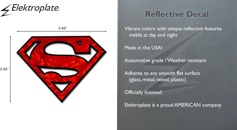 Elektroplate ملصق سوبرمان عاكس أحمر للسيارات 3.85 × 2.85 بوصة | ملصق DC Comic مقاوم للطقس ممتاز للسيارات، الشاحنات، المبردات، أجهزة الكمبيوتر المحمولة، والمزيد - Image 3