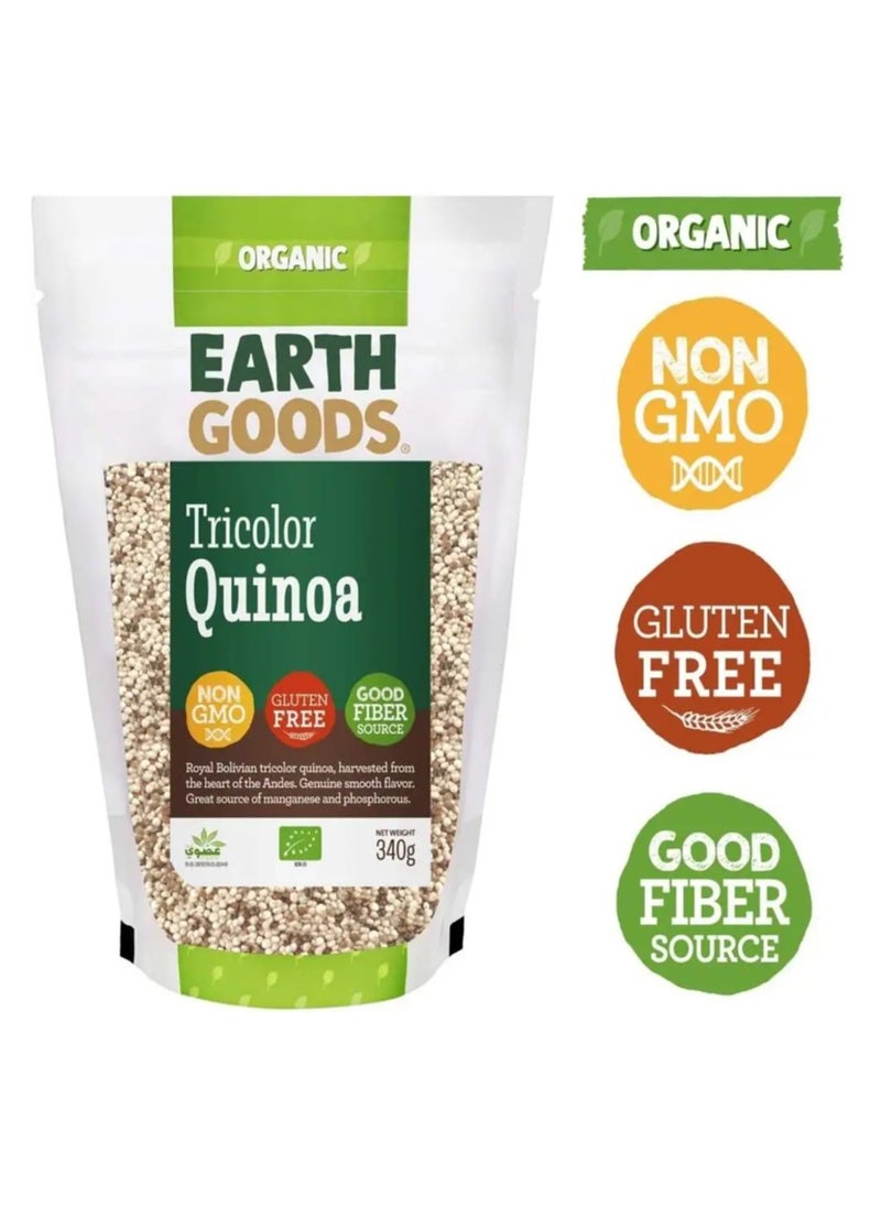 Earth Goods - Earth Goods Organic Tricolor Quinoa NON-GMO Gluten-Free Good Fiber Source 340g - Image 1