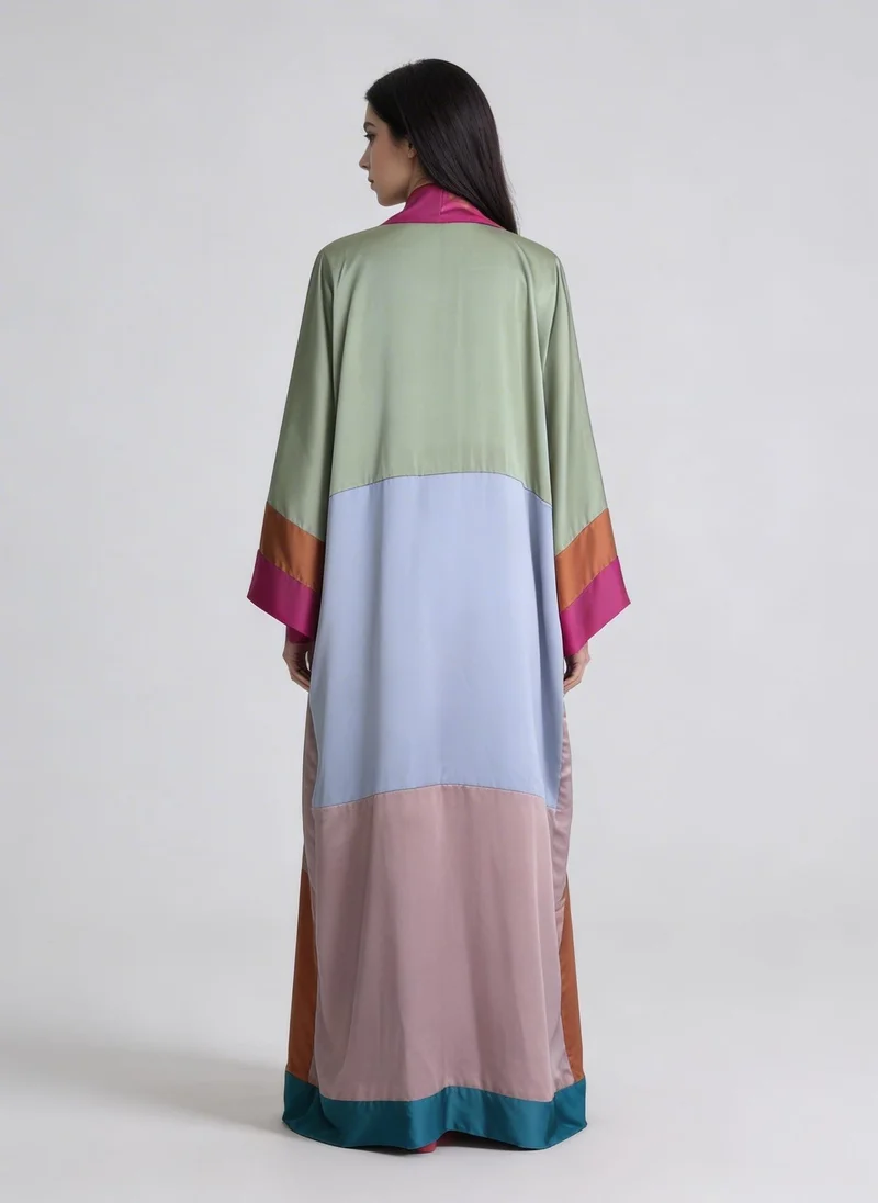 جانارا جونز One Of A Kind Olive Mix Shades Satin Abaya Kaftan