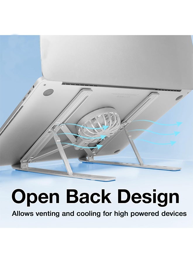 Gecomo Adjustable Laptop Stand, Aluminum Alloy Portable Foldable Laptop Stand, Ultra-Light Aluminum with Non-Slip Silicone Grip & Optimized Heat Dissipation (Silver) - Image 5