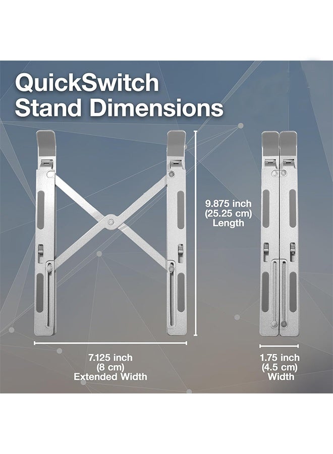 Gecomo Adjustable Laptop Stand, Aluminum Alloy Portable Foldable Laptop Stand, Ultra-Light Aluminum with Non-Slip Silicone Grip & Optimized Heat Dissipation (Silver) - Image 2
