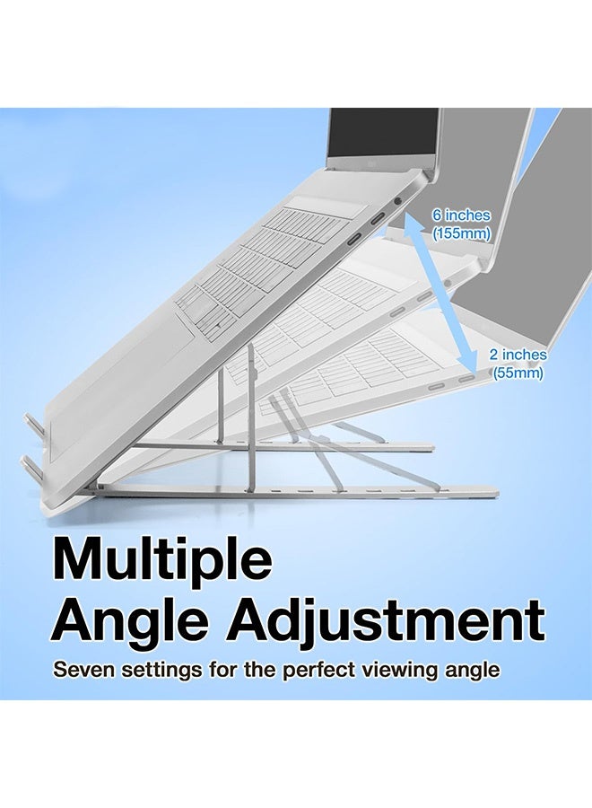 Gecomo Adjustable Laptop Stand, Aluminum Alloy Portable Foldable Laptop Stand, Ultra-Light Aluminum with Non-Slip Silicone Grip & Optimized Heat Dissipation (Silver) - Image 4