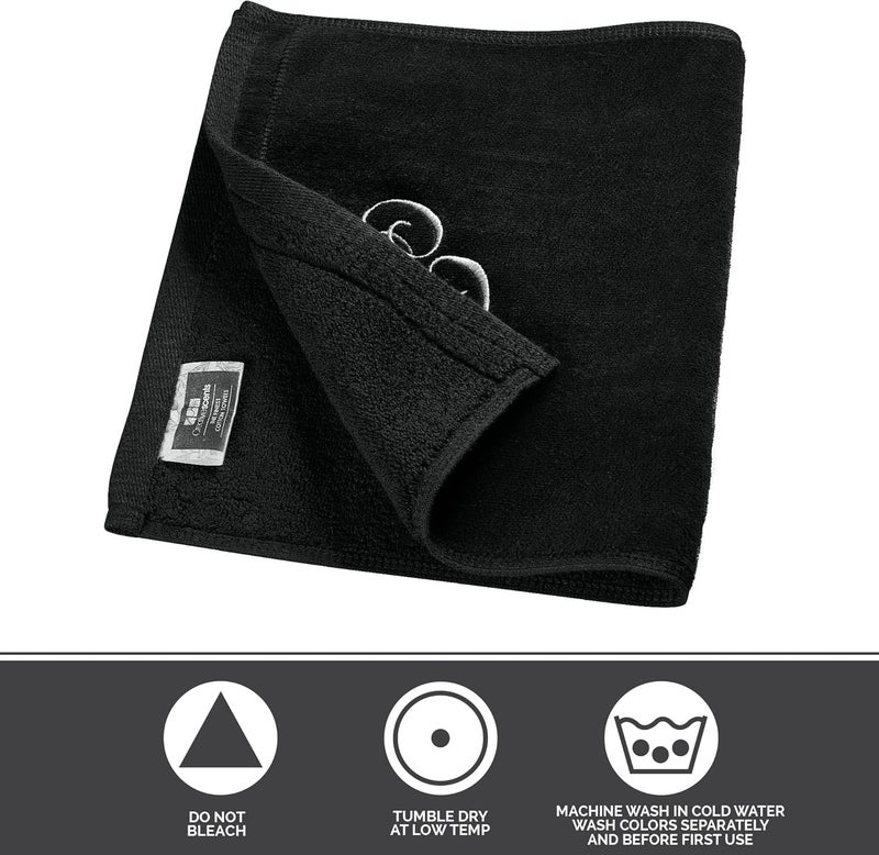 Creative Scents Monogrammed Towels Fingertip, Personalized Gift, 11 x 18 Inches - Set of 2 White Embroidered Towel - Extra Absorbent 100% Cotton - Soft Velour Finish - For Bathroom/ Kitchen/ Spa - Initial W (Black) - Image 5