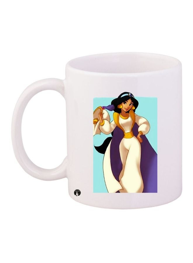 RYN Princess Jasmine Printed Coffee Mug White/Blue/Purple 11ounce