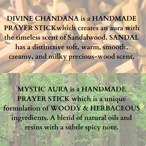 Sugandhim Agarbatti Handmade Prayer Stick Divine Chandana & Mystic Aura, 50gms x 2 Packs, 35 Sticks Each, Organic, Ayurvedic, Natural Holistic Fragrance, Hand Dipped, Non Toxic, Chemical Free - Image 3