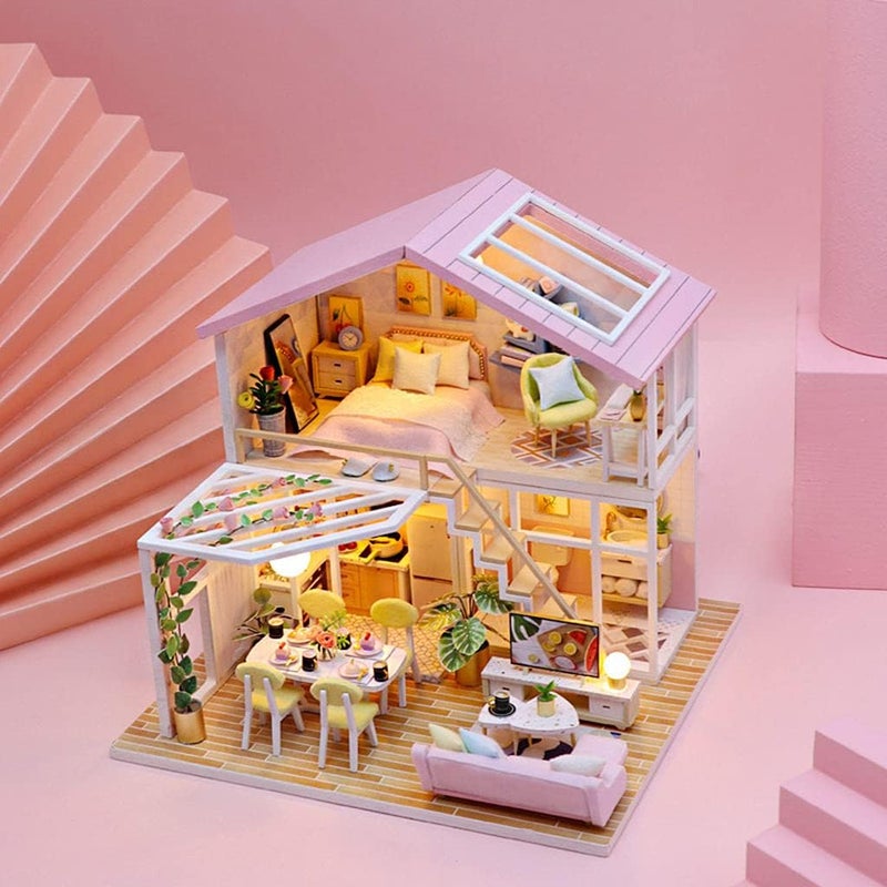 klarakoDIY Dollhouse Miniature Kit with Furniture Kits 3D Wooden Miniature House klarako2 Stories Miniature Dolls House Cottage Building Model - Image 3