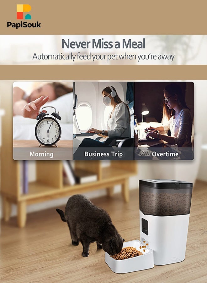 PapiSouk Pet Feeder, Smart Pet Food Dispenser with App Control Portion Control&Timer Setting, Auto Dog Feeder 1-10 Meals, Voice Record, Small & Medium Pets, BPA-Free, 2.4G Wi-Fi ONLY, 3L/13cup - Image 5
