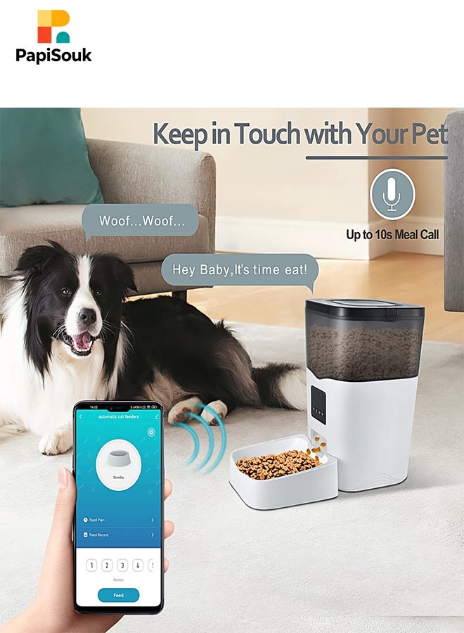 PapiSouk Pet Feeder, Smart Pet Food Dispenser with App Control Portion Control&Timer Setting, Auto Dog Feeder 1-10 Meals, Voice Record, Small & Medium Pets, BPA-Free, 2.4G Wi-Fi ONLY, 3L/13cup - Image 2