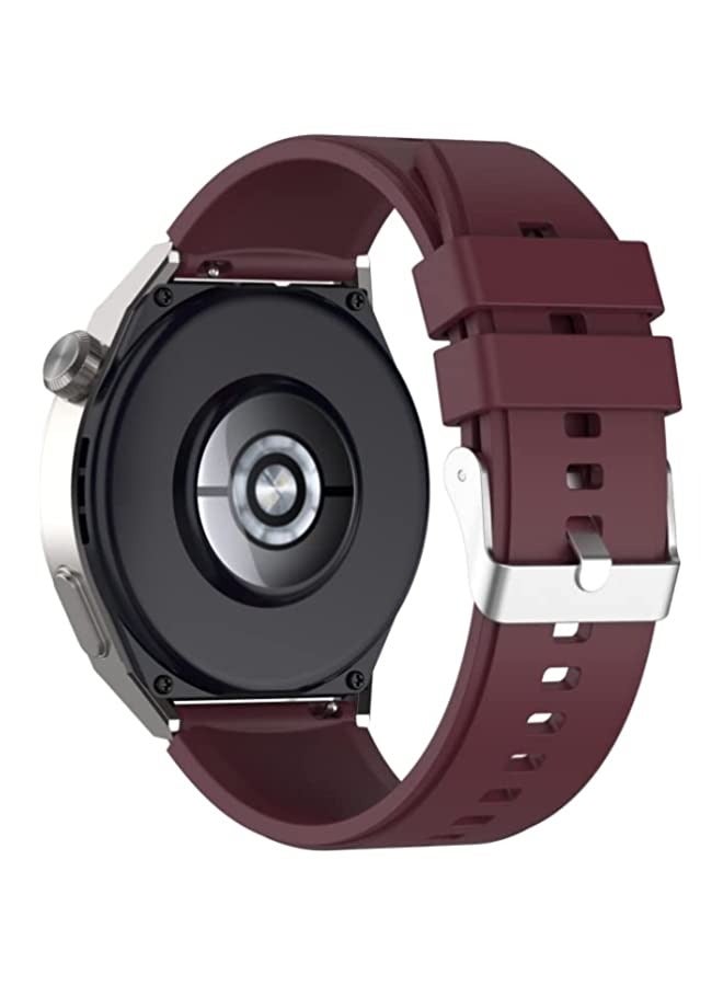 باند لساعة هواوي جي تي 3 برو 46 ملم 22 ملم برأس بارز وإبزيم فضي من السيليكون (أحمر خمري) - Image 5