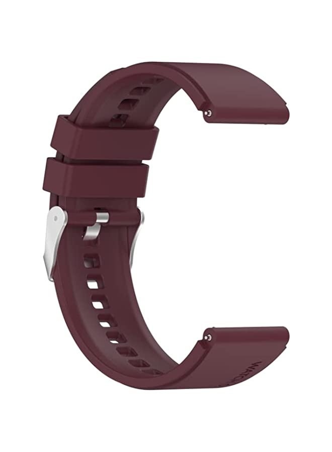 باند لساعة هواوي جي تي 3 برو 46 ملم 22 ملم برأس بارز وإبزيم فضي من السيليكون (أحمر خمري) - Image 4