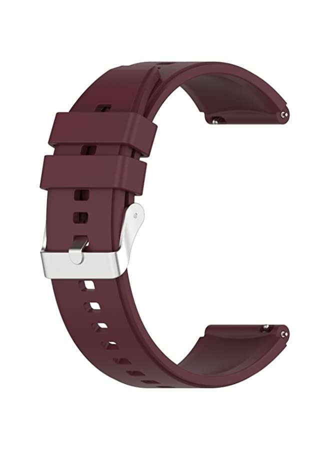 باند لساعة هواوي جي تي 3 برو 46 ملم 22 ملم برأس بارز وإبزيم فضي من السيليكون (أحمر خمري) - Image 3