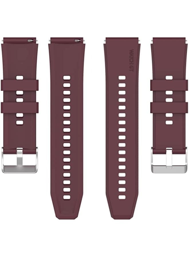 باند لساعة هواوي جي تي 3 برو 46 ملم 22 ملم برأس بارز وإبزيم فضي من السيليكون (أحمر خمري) - Image 2