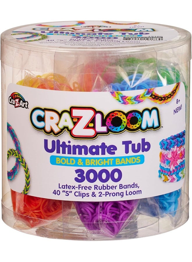 Cra-Z-Art Cra-Z-Loom Ultimate Tub with 3000 Bold & Bright Brands, 2- Prong Loom - Image 1