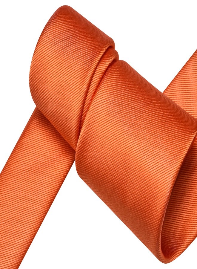 Branduce Burnt Orange Tie for Men Wedding Business Premium Silk 63'' Extra Long Necktie (TA10-37) - Image 4