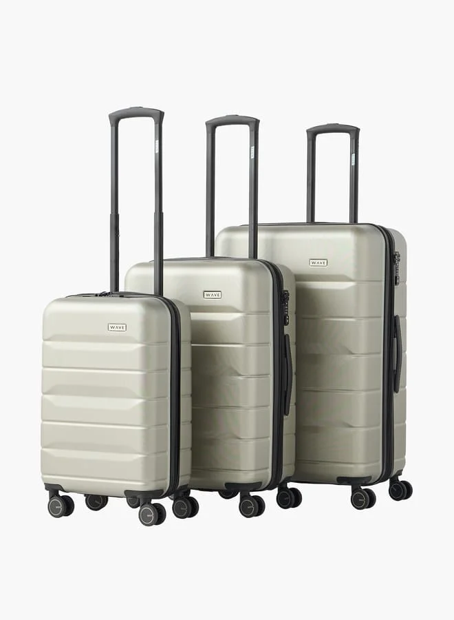 Wave 3-Piece Hardcase Trolley Bag Set with Retractable Handle Set-3 - 20-24-28
