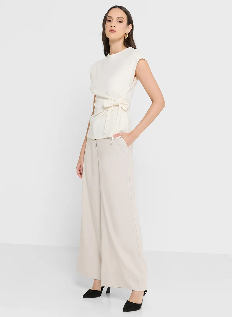 VERO MODA Tie Waist Detail Cap Sleeves Top