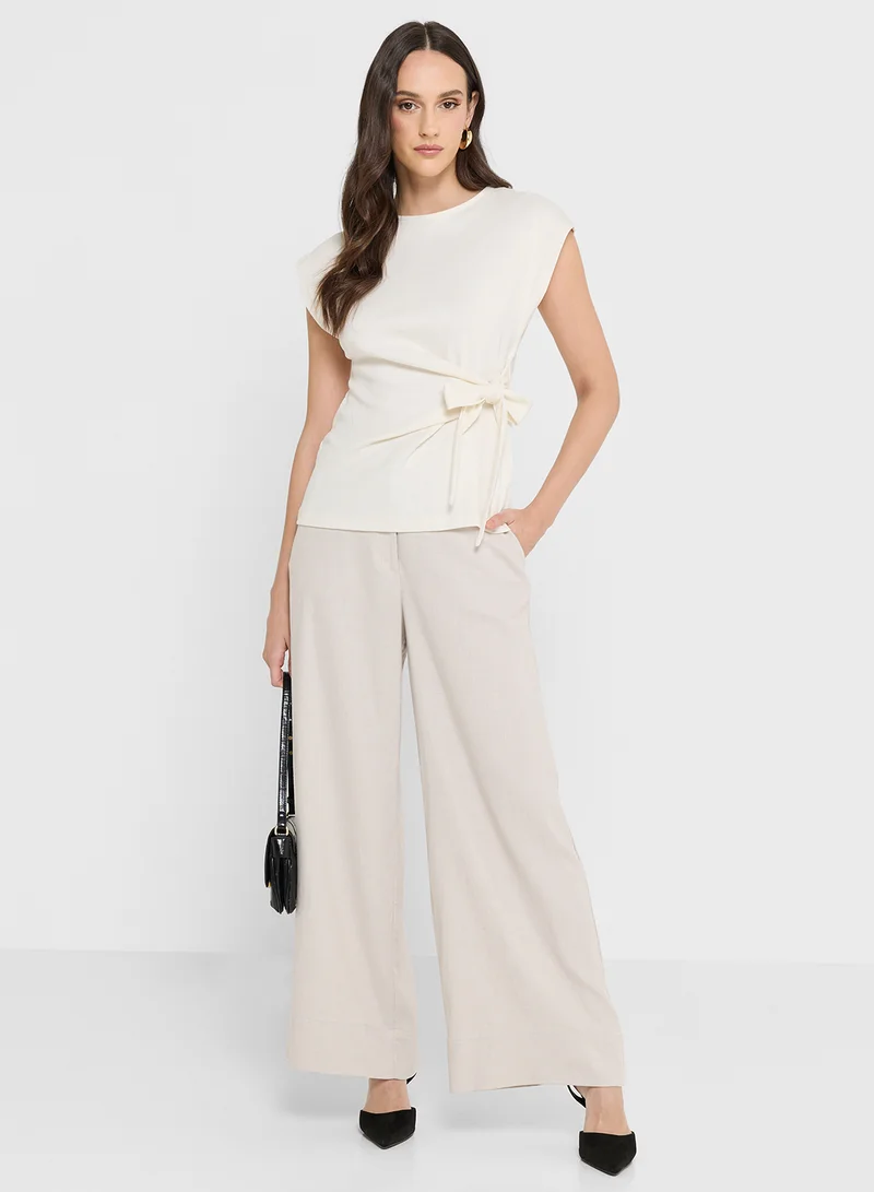 VERO MODA Tie Waist Detail Cap Sleeves Top