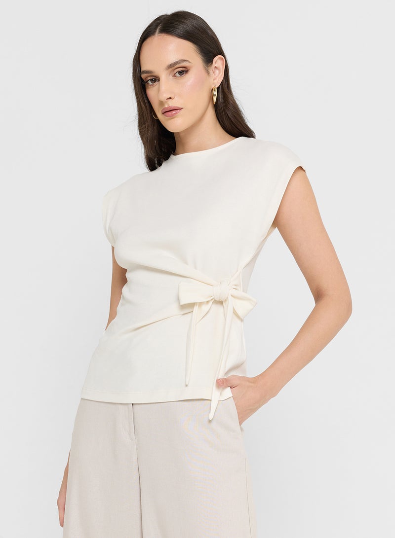 VERO MODA Tie Waist Detail Cap Sleeves Top - Image 1