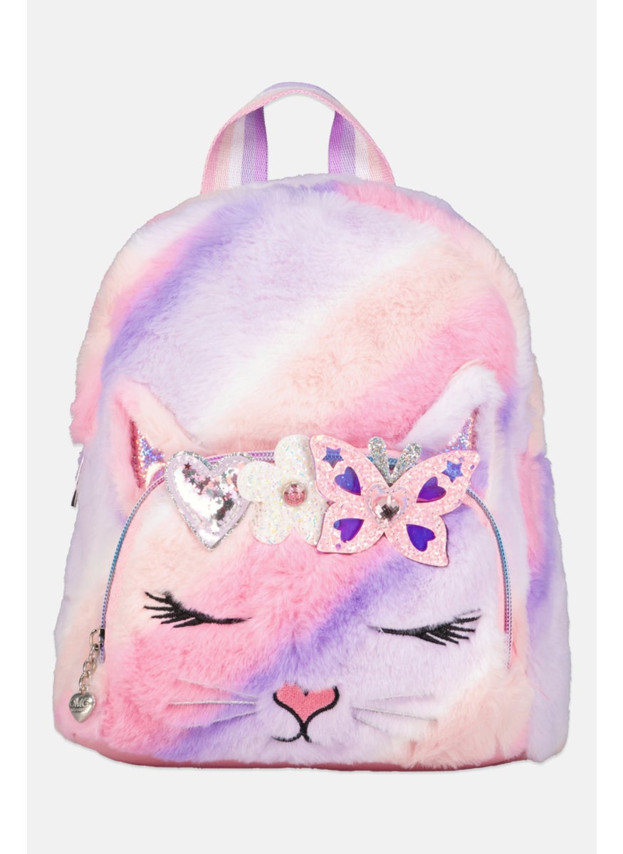 OMG Accessories Kids Girl Faux Fur Mini Backpack 24 H x 23 L x 9 W cm, Pink Combo  - Image 1