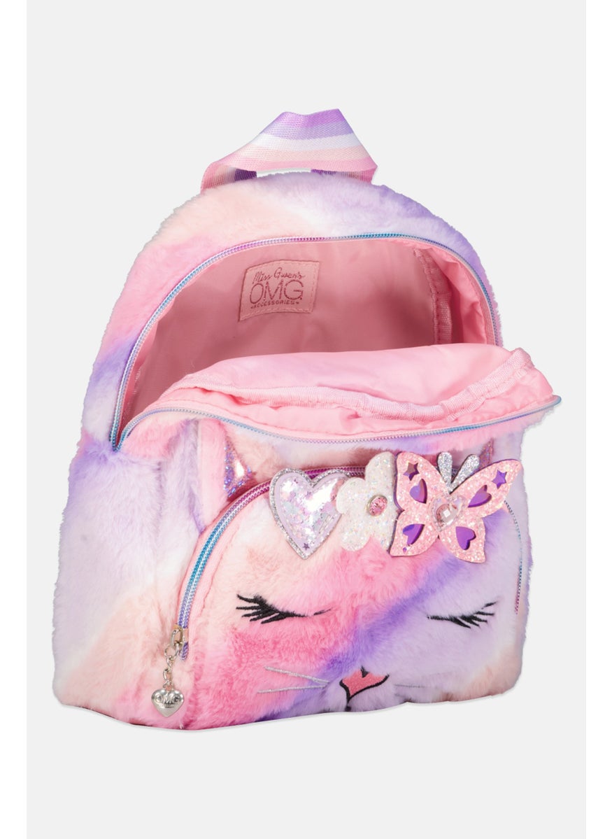 OMG Accessories Kids Girl Faux Fur Mini Backpack 24 H x 23 L x 9 W cm, Pink Combo  - Image 3