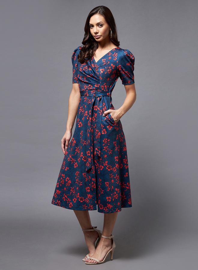 Miss Chase Miss Chase Floral Print Pocket Detail Wrap Midi Dress  - Image 2