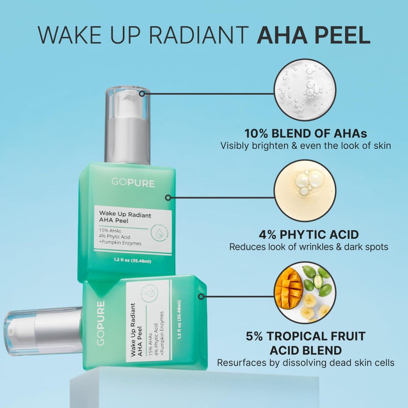 goPure Wake Up Radiant AHA Peel â€“ Gentle Resurfacer, Visibly Brightens Dark Spots, Smooths the Look of Rough Skin & Visibly Firms Lines, Great For All Skin Types - Image 3
