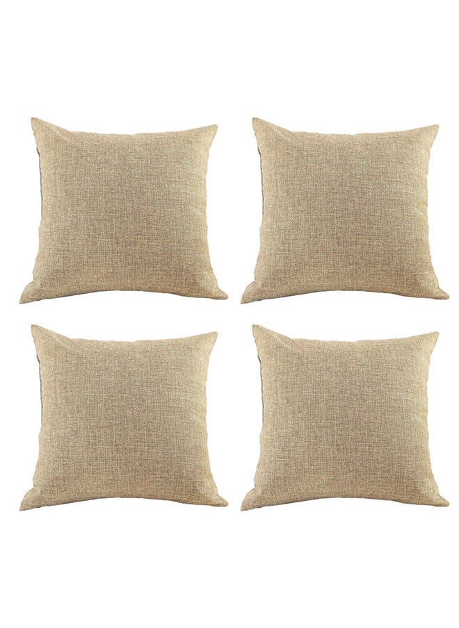 In-House Set of 4 Pieces Square Linen Decorative Cushion with Solid Design and Elegant Colors  - Image 2