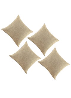 In-House Set of 4 Pieces Square Linen Decorative Cushion with Solid Design and Elegant Colors  - Image 3