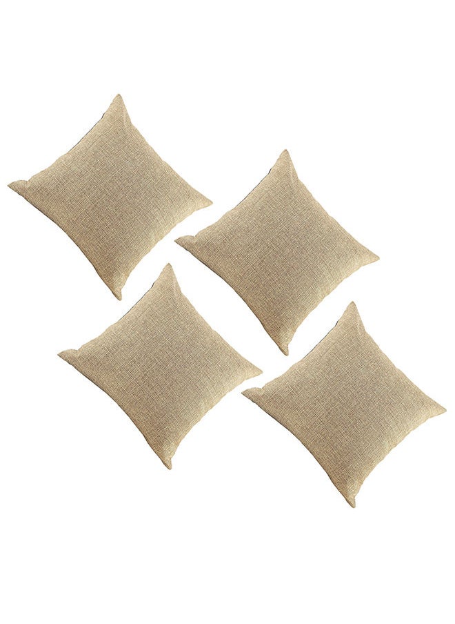 In-House Set of 4 Pieces Square Linen Decorative Cushion with Solid Design and Elegant Colors  - Image 3