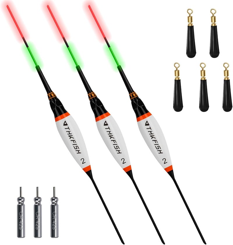 THKFISH QualyQualy LED Fishing Bobbers Fishing Floats and Bobbers Lighted Bobbers for Night Fishing 1/32oz 1/24oz 1/16oz 3Pcs… - Image 1
