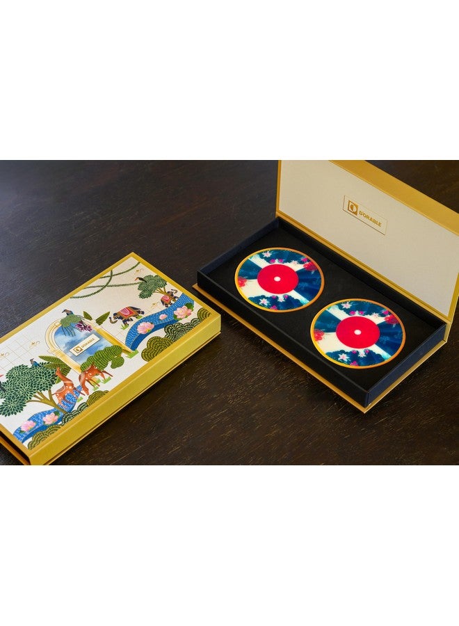 D'ORABLE Dorable Coasters - Marble Round Tea Coasters for Dining Table - Set of 2. The Whirl of The Kewda Coasters for Valentine's Day Gifting. - Image 1