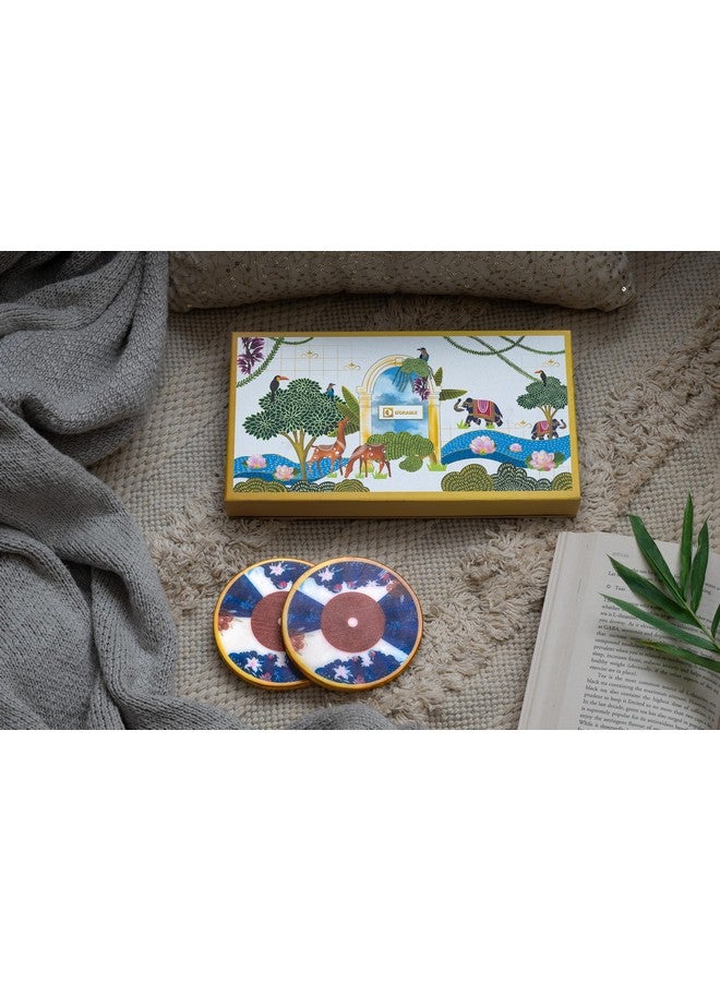 D'ORABLE Dorable Coasters - Marble Round Tea Coasters for Dining Table - Set of 2. The Whirl of The Kewda Coasters for Valentine's Day Gifting. - Image 2