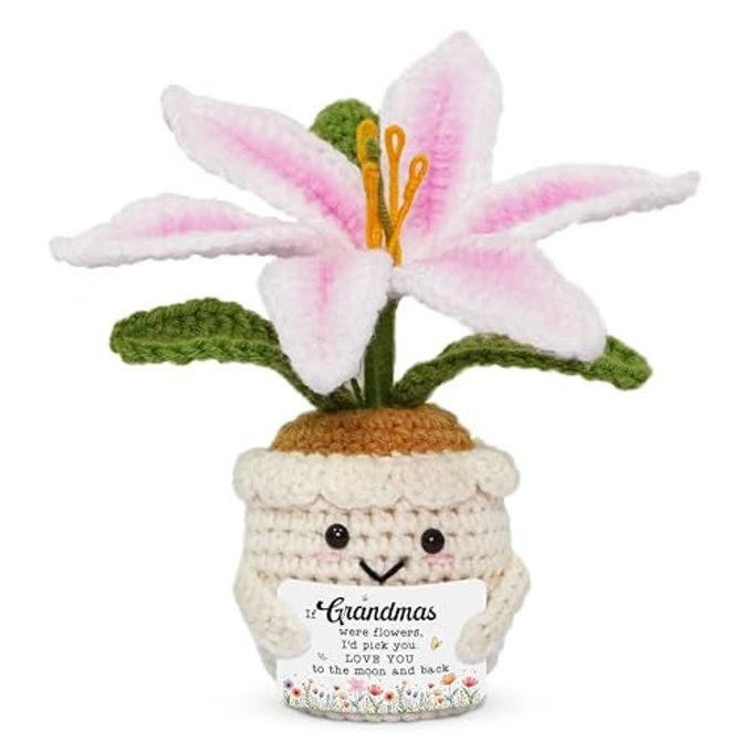 OASSIE Gifts for Grandma Emotional Support Crochet Lily Flower Proud of You Mothers Day Birthday Gifts for Grandma Nana Gigi from Grandkids, Positive Granny Gift - Image 1