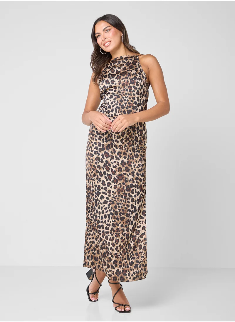 اونلي Printed Strappy Satin Maxi Dress