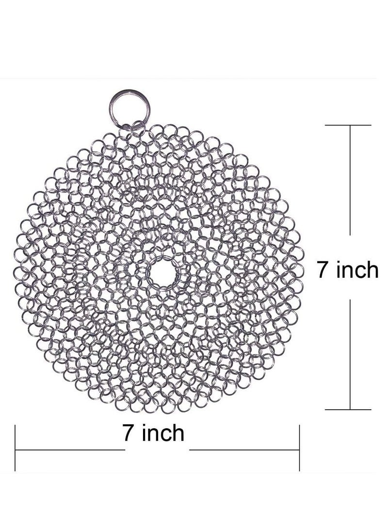 Rubik Stainless Steel Cast Iron Cleaner, 7 Inch Chainmail Scrubber for Cast Iron Frying Pan Pots Pre-Seasoned Dutch Ovens Waffle Grill Cleaning (7inch Round)  - Image 4