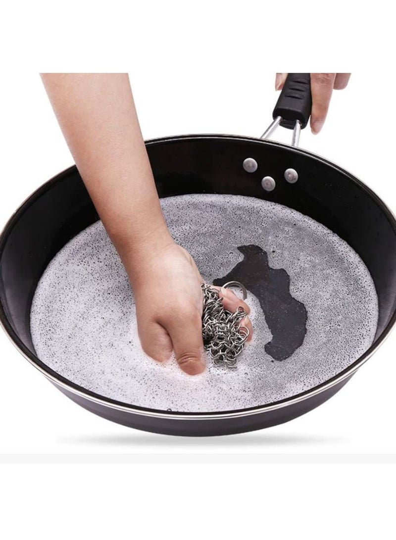 Rubik Stainless Steel Cast Iron Cleaner, 7 Inch Chainmail Scrubber for Cast Iron Frying Pan Pots Pre-Seasoned Dutch Ovens Waffle Grill Cleaning (7inch Round)  - Image 5