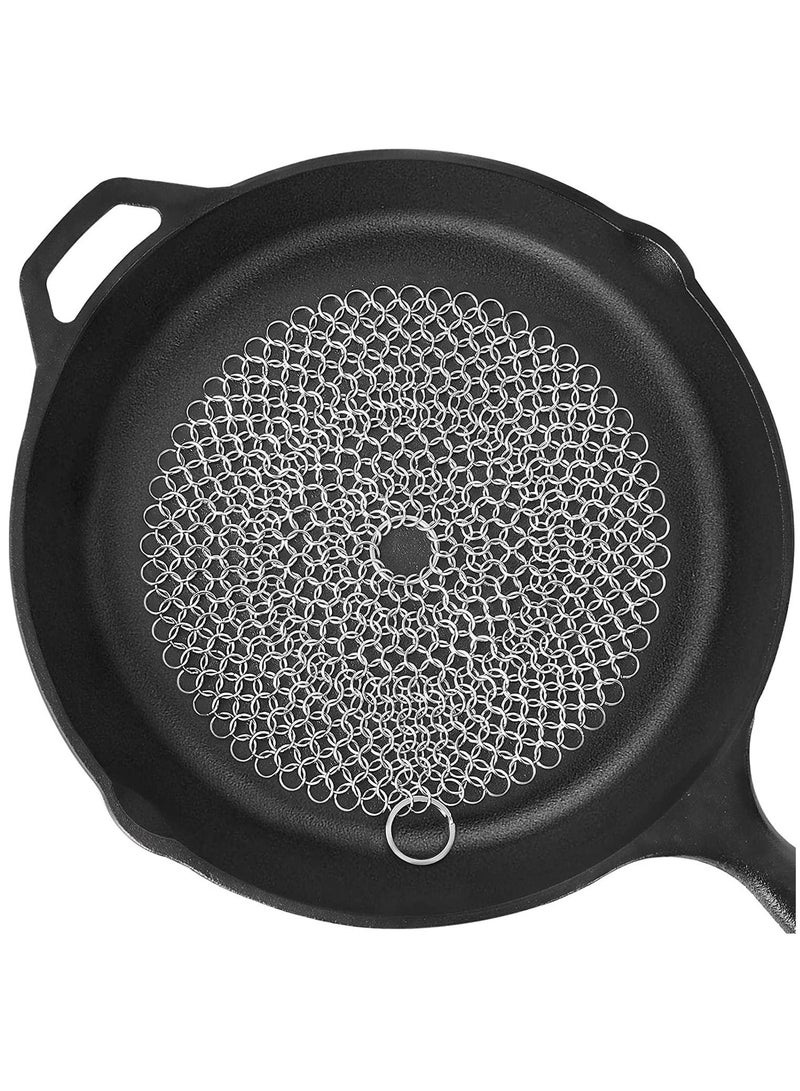 Rubik Stainless Steel Cast Iron Cleaner, 7 Inch Chainmail Scrubber for Cast Iron Frying Pan Pots Pre-Seasoned Dutch Ovens Waffle Grill Cleaning (7inch Round)  - Image 2