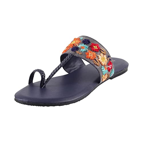 Metro Womens Synthetic Blue Slippers (Size (6 UK (39 EU)) - Image 1