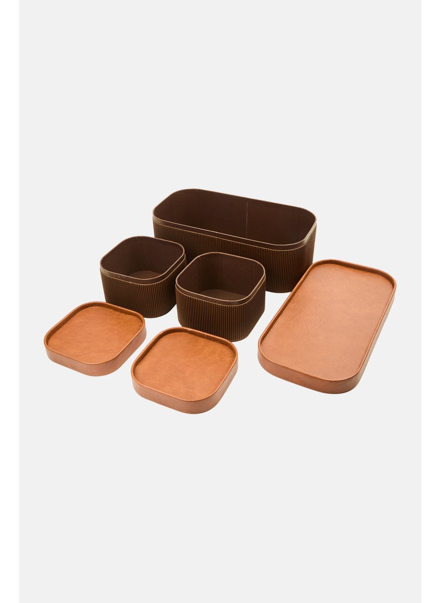 Muy Mucho - 3 Pcs Storage Boxes With Lid Set 32 L x 12 H x 16 W, Brown - Image 1