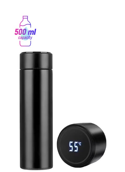 Bright Home Temperature Display Vacuum Insulated Water Bottle (500ML) Mug with LED Temperature Leak Proof Hot & Cold for 12 Hours Thermos Perfect for Campaign Travelling (Black)