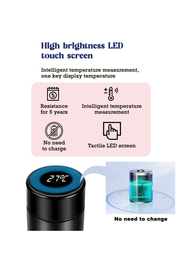 Bright Home - Bright Home Temperature Display Vacuum Insulated Water Bottle (500ML) Mug with LED Temperature Leak Proof Hot & Cold for 12 Hours Thermos Perfect for Campaign Travelling (Black) - Image 1