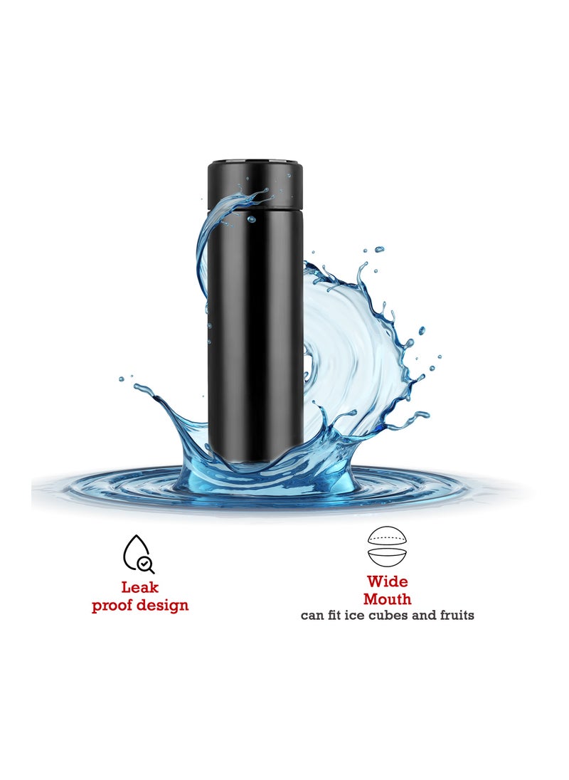 Bright Home - Bright Home Temperature Display Vacuum Insulated Water Bottle (500ML) Mug with LED Temperature Leak Proof Hot & Cold for 12 Hours Thermos Perfect for Campaign Travelling (Black) - Image 1