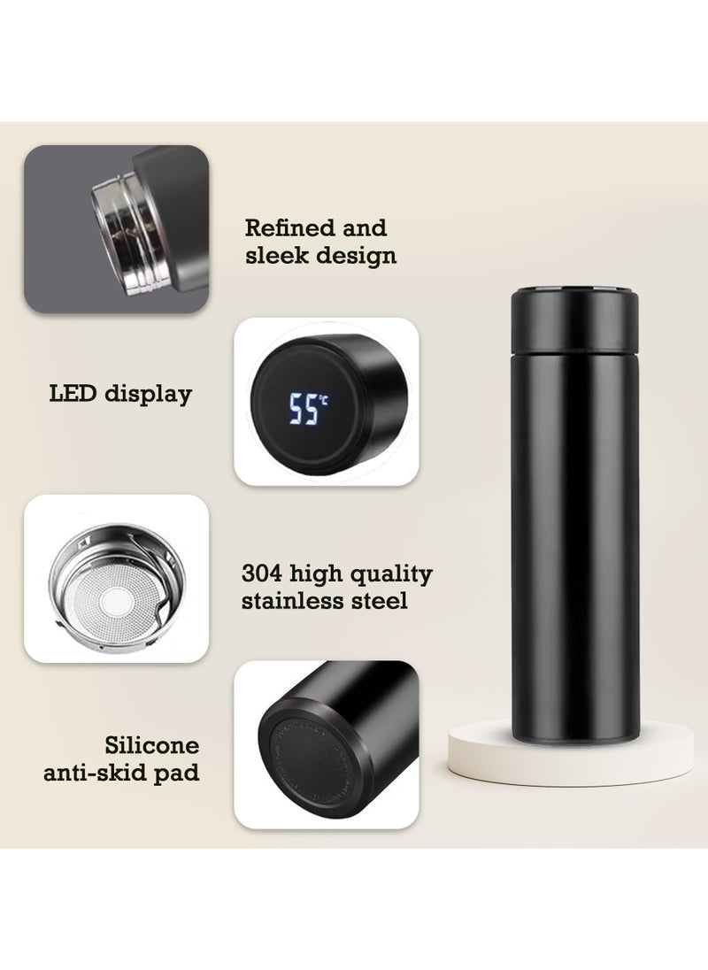 Bright Home - Bright Home Temperature Display Vacuum Insulated Water Bottle (500ML) Mug with LED Temperature Leak Proof Hot & Cold for 12 Hours Thermos Perfect for Campaign Travelling (Black) - Image 1