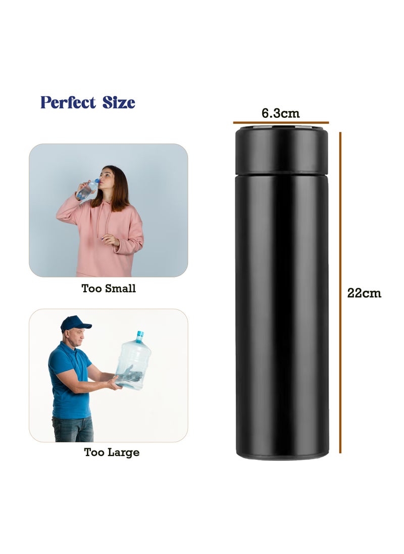 Bright Home - Bright Home Temperature Display Vacuum Insulated Water Bottle (500ML) Mug with LED Temperature Leak Proof Hot & Cold for 12 Hours Thermos Perfect for Campaign Travelling (Black) - Image 1