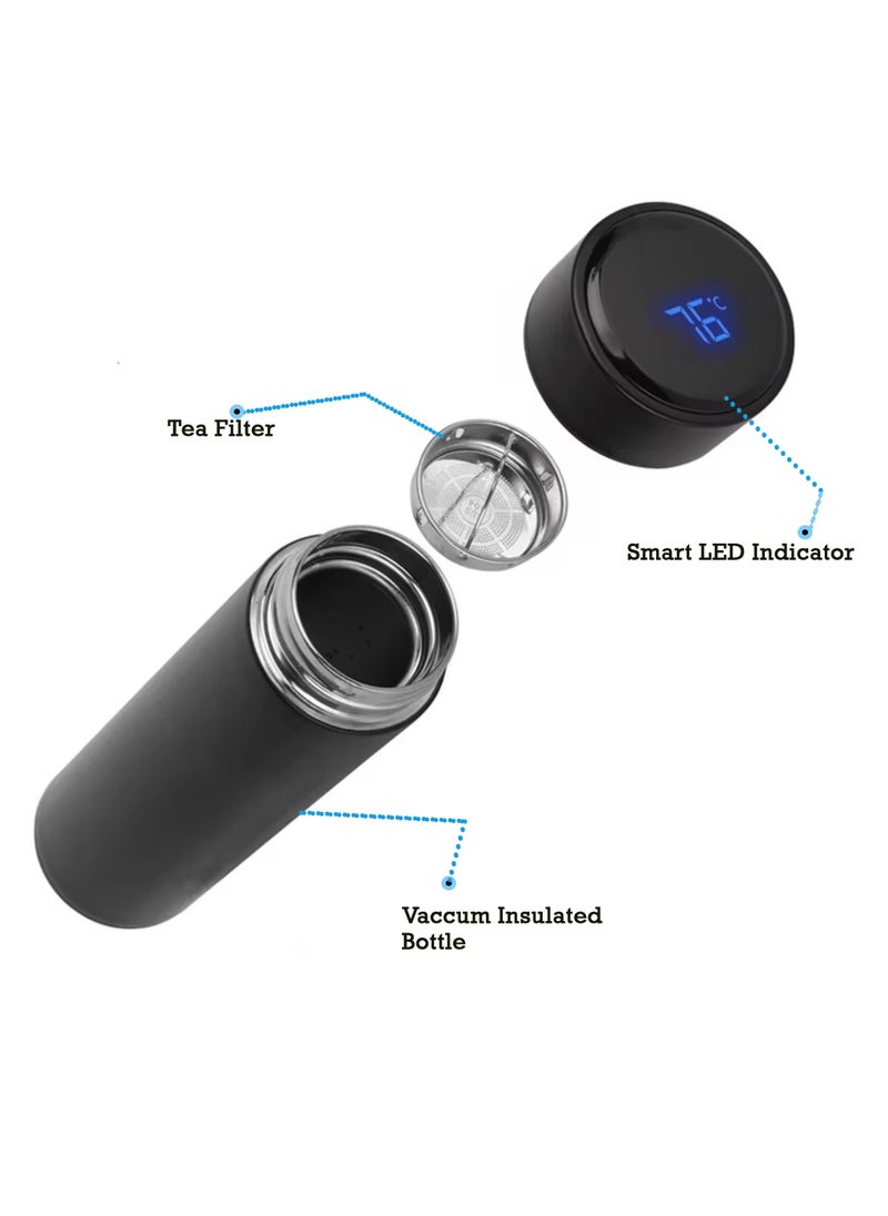 Bright Home - Bright Home Temperature Display Vacuum Insulated Water Bottle (500ML) Mug with LED Temperature Leak Proof Hot & Cold for 12 Hours Thermos Perfect for Campaign Travelling (Black) - Image 1