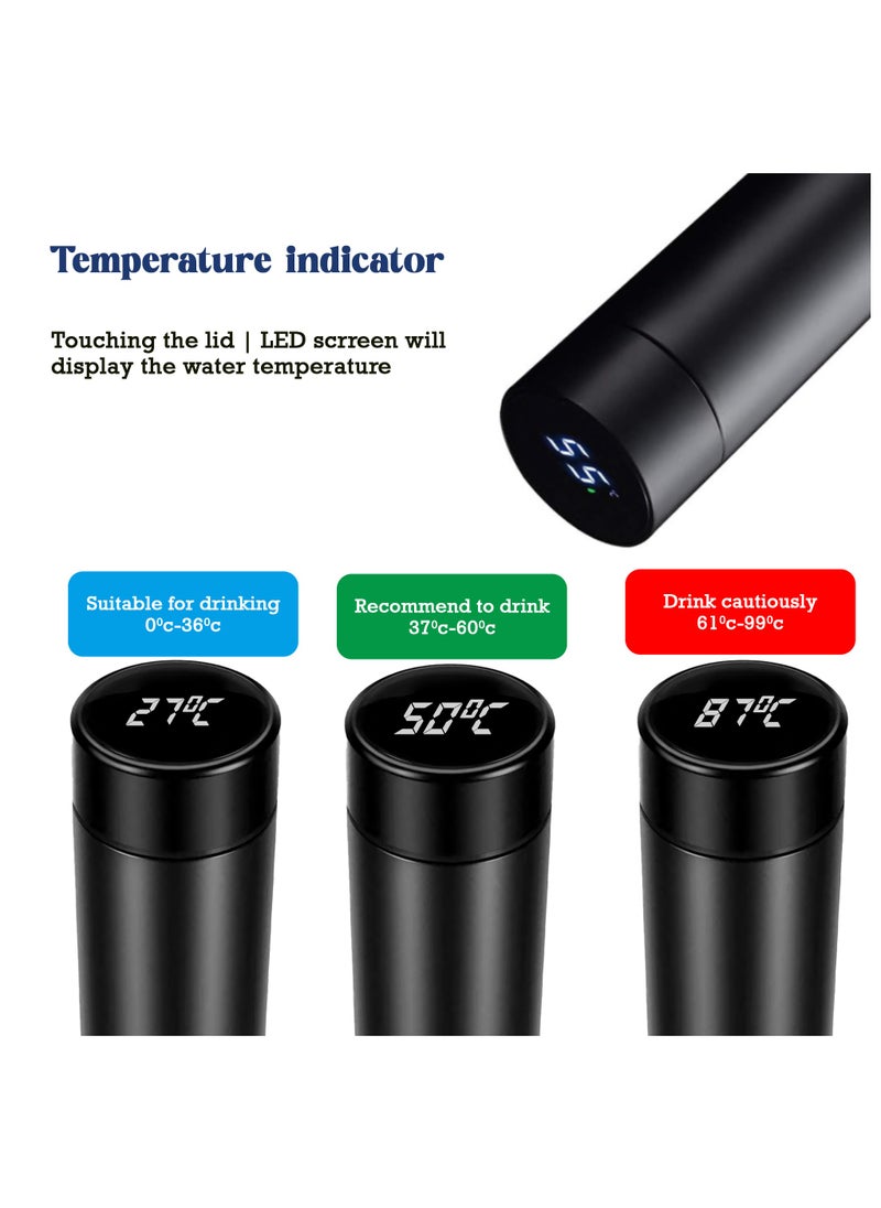 Bright Home - Bright Home Temperature Display Vacuum Insulated Water Bottle (500ML) Mug with LED Temperature Leak Proof Hot & Cold for 12 Hours Thermos Perfect for Campaign Travelling (Black) - Image 1