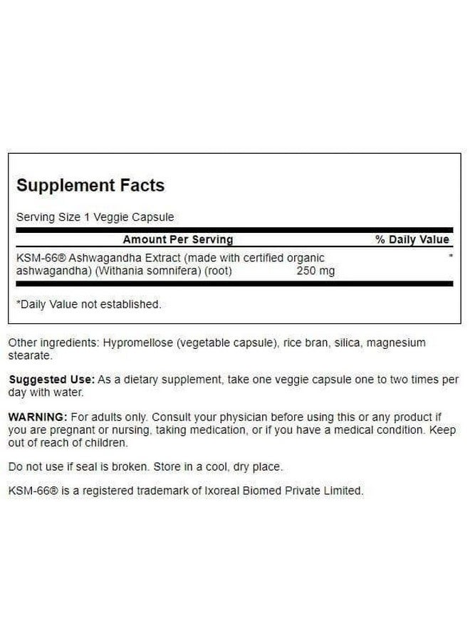 Swanson Ultimate Ashwagandha KSM-66 - Herbal Supplement Supporting Healthy Stress Levels & Relaxation - Natural Formula to Promote a Calm & Relaxed Mindset - (60 Veggie Capsules, 250mg Each) (3 Pack) - Image 2