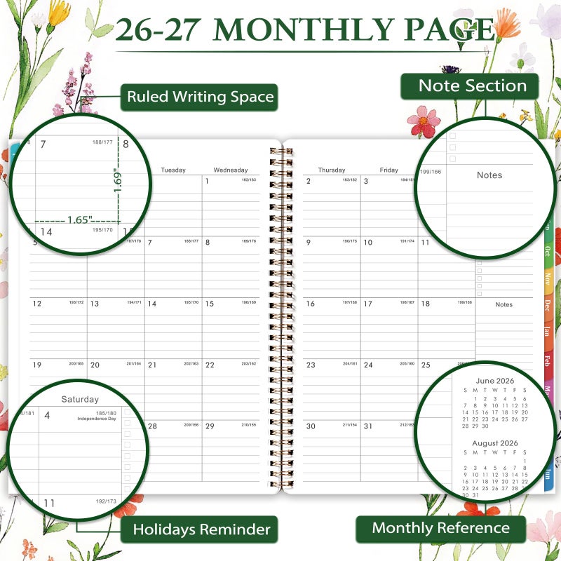 MaaIbok 2026-2027 Planner - 9" x 11" Planner Weekly and Monthly 2026-2027, from JULY 2026 to JUNE 2027, Academic Planners with Tabs, Twin-Wire Binding, Inner Pocket, Premium Thick Paper - Image 3