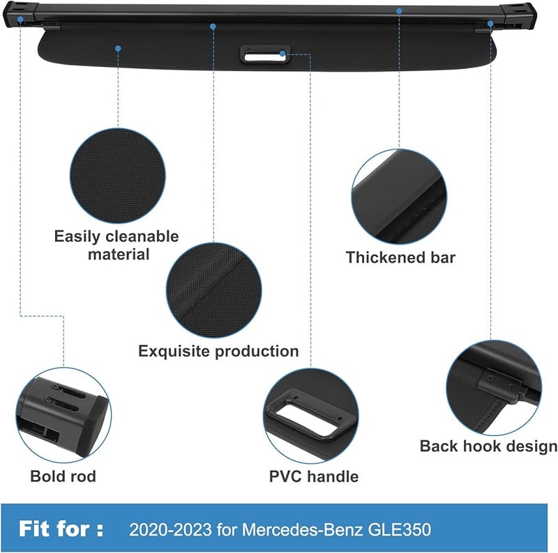 ECCPP Black Cargo Cover for Mercedes Benz GLE350 GLE450 2020 2023 Trunk Shade - Image 3